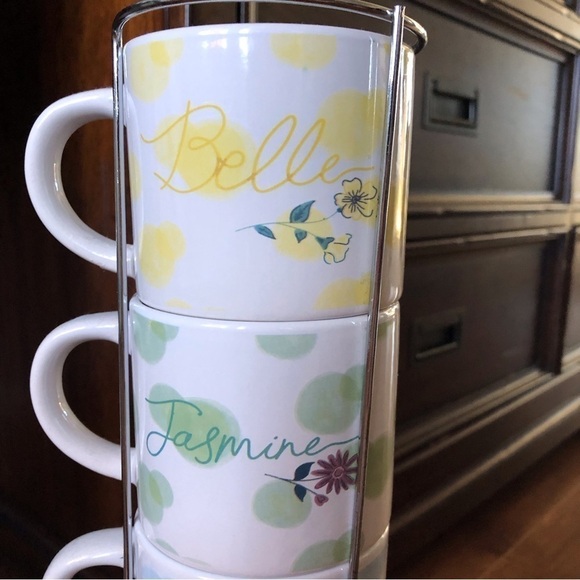 Disney Princess set of 4 stackable ceramic mugs with stand - Picture 8 of 9